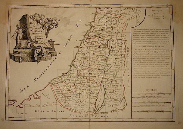 Bonne Rigobert Carte des douze Tribus d'Israel... 1762 Parigi